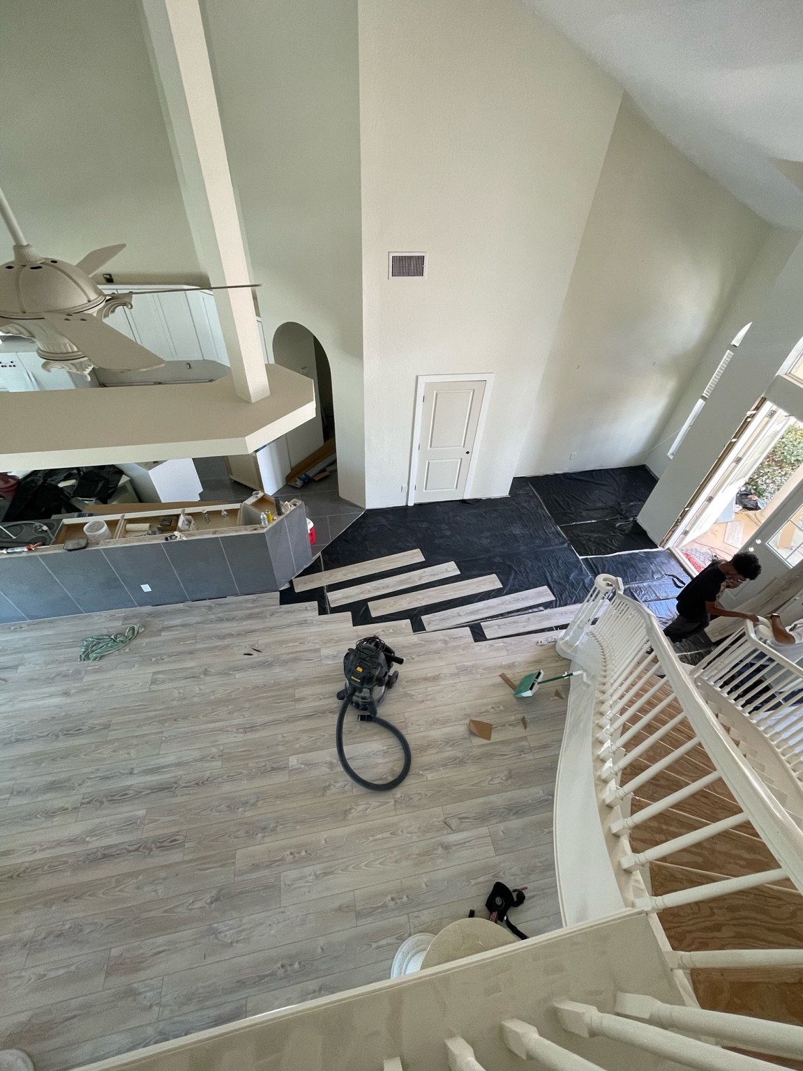 Flooring installation in progress