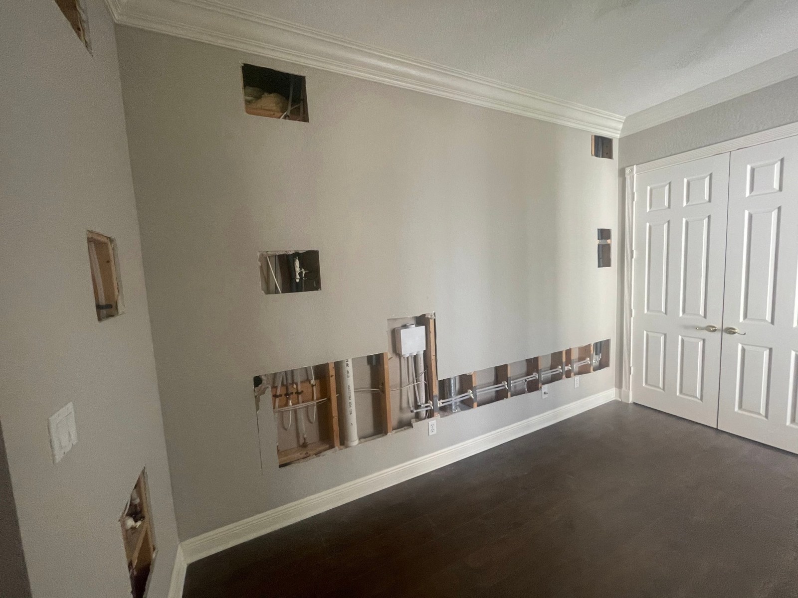 Wall repair and restoration in progress